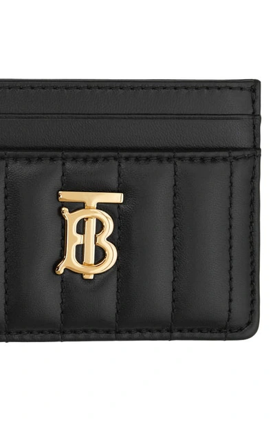 Shop Burberry Lola Quilted Leather Card Case In Black / Light Gold