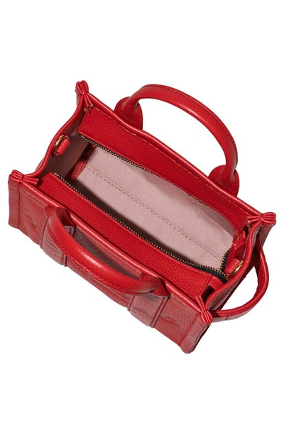 Shop Marc Jacobs The Leather Mini Tote Bag In True Red