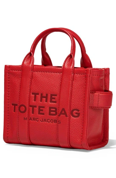 Shop Marc Jacobs The Leather Mini Tote Bag In True Red