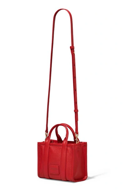 Shop Marc Jacobs The Leather Mini Tote Bag In True Red