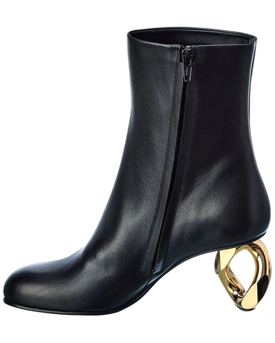 Shop Jw Anderson Chain Leather Bootie In Black