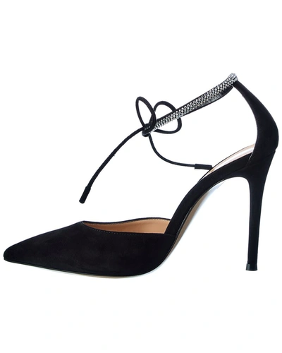 Shop Gianvito Rossi Montecarlo D'orsay 105 Suede Pump In Black