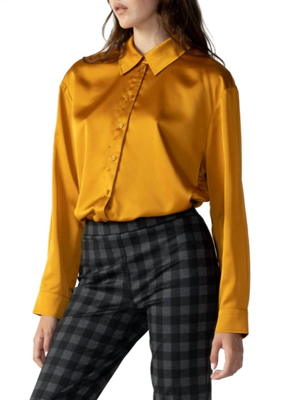 Shop Sanctuary Florence Satin Oversized Shirt In Aged Scotch In Multi