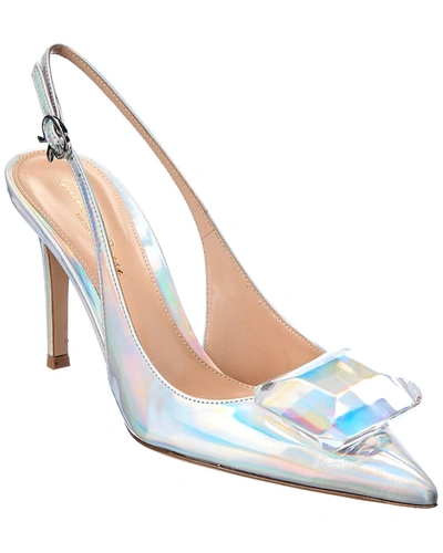 Shop Gianvito Rossi Jaipur 85 Leather Slingback Pump In Silver