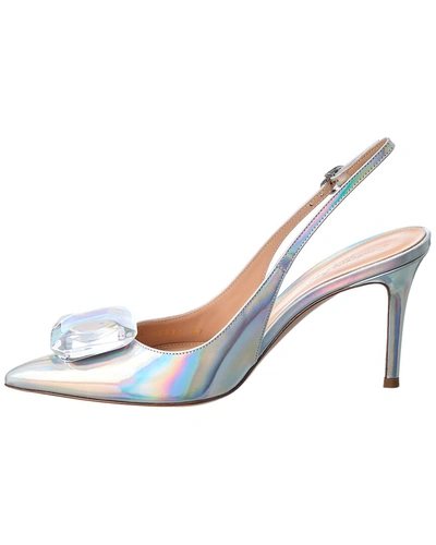 Shop Gianvito Rossi Jaipur 85 Leather Slingback Pump In Silver