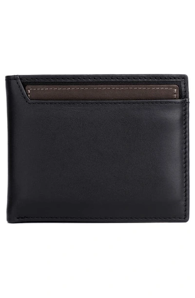 Dopp Rfid Convertible Thinfold Leather Wallet In Black