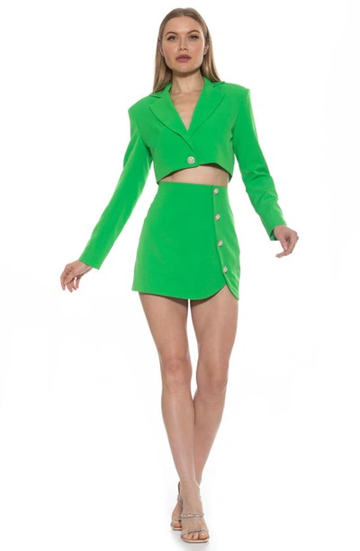 Shop Alexia Admor Jane Cropped Long Sleeve Jacket In Bright Green