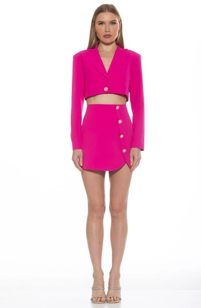 Shop Alexia Admor Jane Cropped Long Sleeve Jacket In Hot Pink