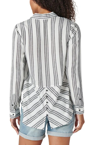 Shop Lucky Brand Stripe Woven Button-down Shirt In Black Stripe