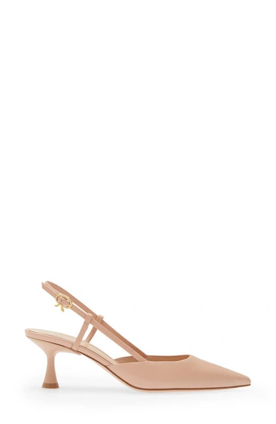 Gianvito Rossi Sandy Calfskin Pumps With Open-back And Hook-and-loop Closure In Peach