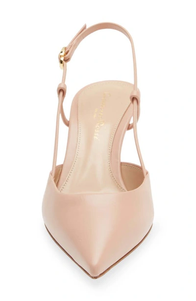 Gianvito Rossi Sandy Calfskin Pumps With Open-back And Hook-and-loop Closure In Peach
