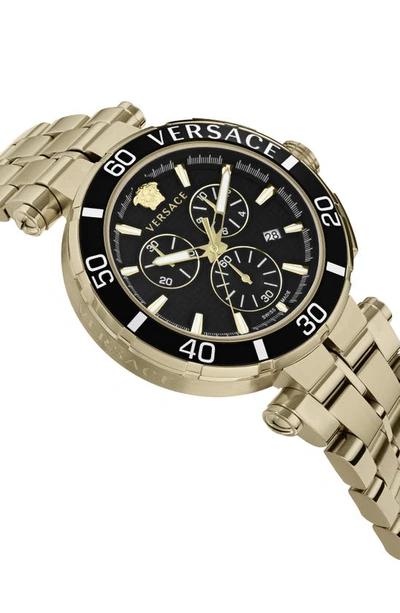 Shop Versace Greca Chronograph Bracelet Watch, 45mm In Ip Yellow Gold