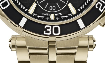Shop Versace Greca Chronograph Bracelet Watch, 45mm In Ip Yellow Gold