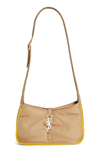 Shop Saint Laurent Le 5 À 7 Nylon Crossbody Bag In Beige/ Mimosa/ White