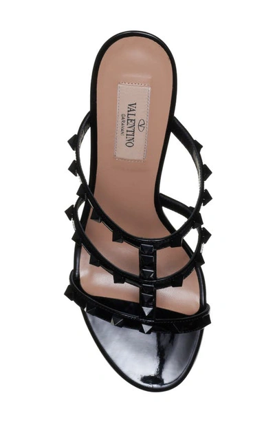 Shop Valentino Rockstud Cage Slide Sandal In 0no Nero/ Nero