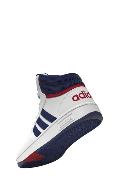 Shop Adidas Originals Kids' Hoops Mid Sneaker In White/ Victory Blue/scarlet