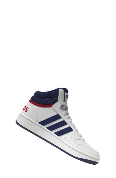 Shop Adidas Originals Kids' Hoops Mid Sneaker In White/ Victory Blue/scarlet