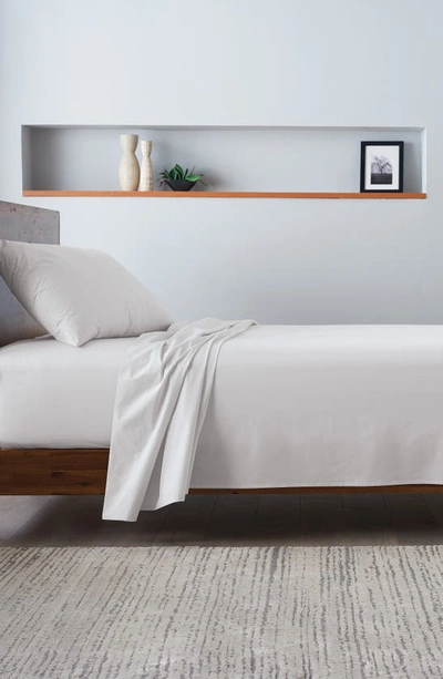 Pg Goods Luxe Cotton Percale Crisp Sheet Set In Light Gray