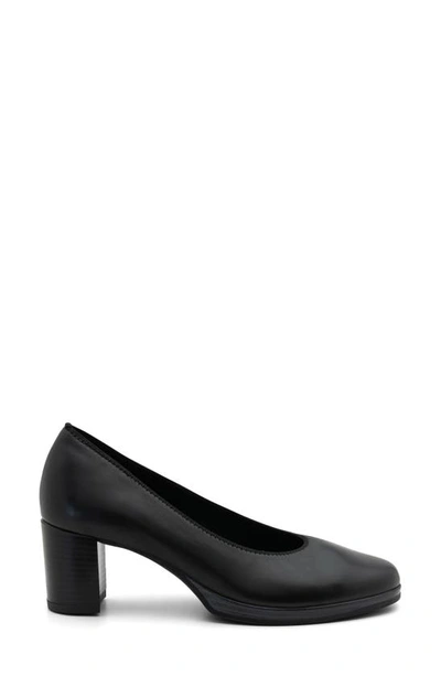 Ara Block Heel Pump In Black Nappa Leather