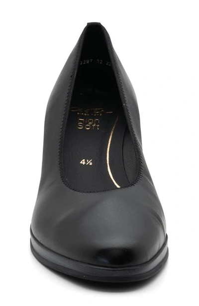 Ara Block Heel Pump In Black Nappa Leather