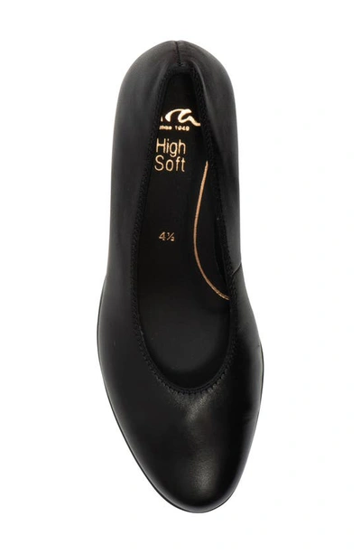 Ara Block Heel Pump In Black Nappa Leather