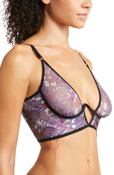 Hauty Plunge Neck Bralette In Purple