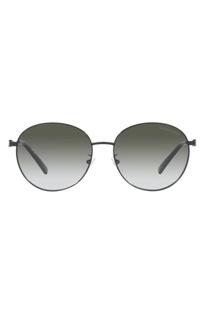 Shop Michael Kors Alpine 57mm Round Sunglasses In Shiny Black