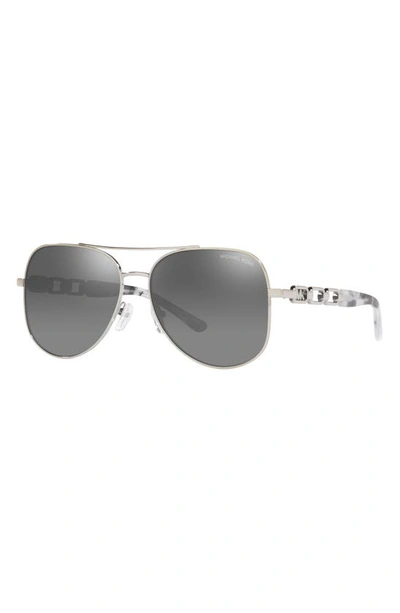 Shop Michael Kors Chianti 58mm Aviator Sunglasses In Silver