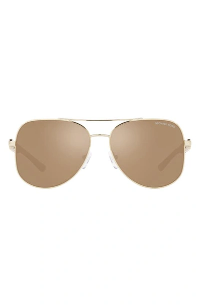 Shop Michael Kors Chianti 58mm Aviator Sunglasses In Light Gold