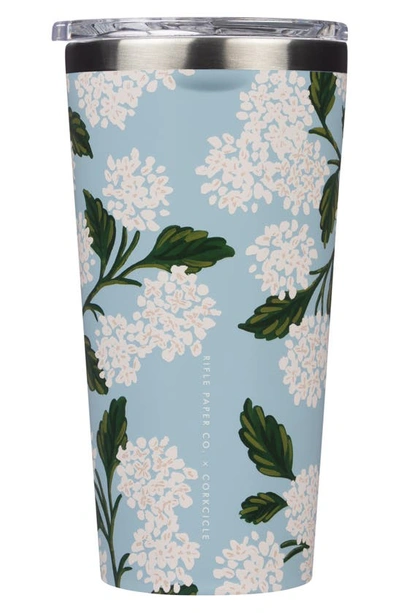 Shop Corkcicle 16-ounce Insulated Tumbler In Gloss Blue Hydrangea
