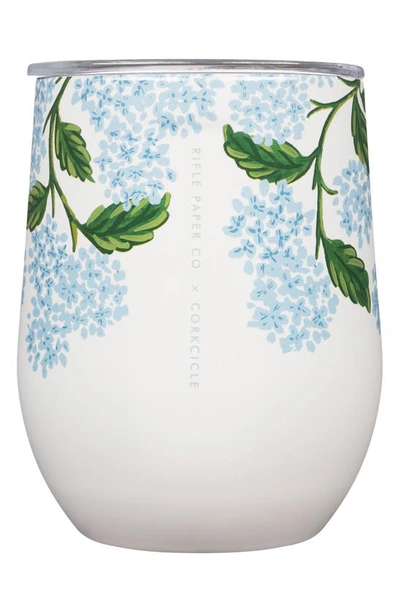 Shop Corkcicle 12-ounce Insulated Stemless Wine Tumbler In Gloss Cream Hydrangea