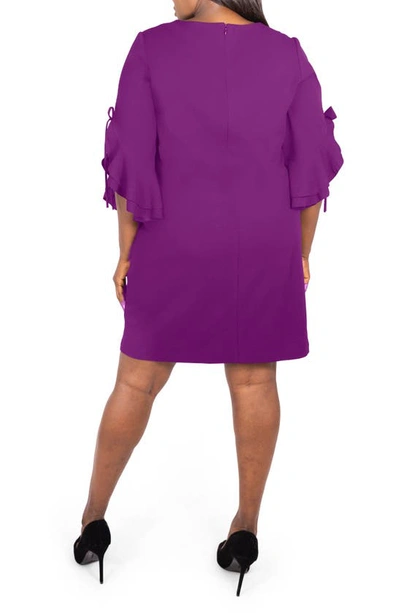 Shop Maree Pour Toi Ruffle Tie Sleeve Dress In Purple