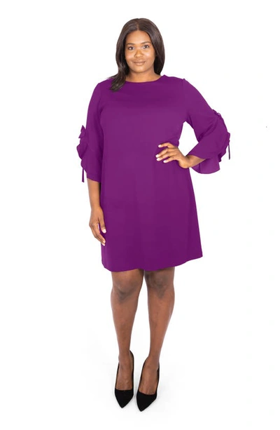 Shop Maree Pour Toi Ruffle Tie Sleeve Dress In Purple