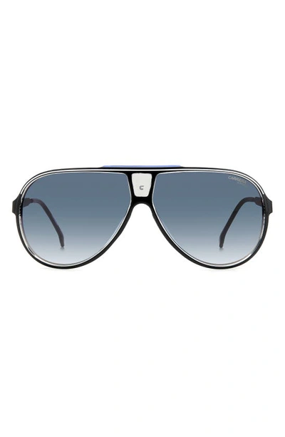 Shop Carrera Eyewear 63mm Polarized Aviator Sunglasses In Black Blue / Blue Shaded
