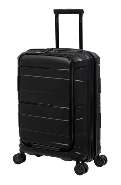 Shop It Luggage Momentous 22" 8 Wheel Spinner Luggage With Front Pocket In Black