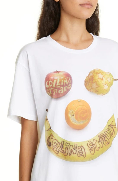 Shop Collina Strada Fruit Print Organic Cotton Graphic Tee In Banana Smiley