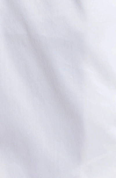 Ming Wang Ruffle Neck Button Front Cotton Poplin Blouse In Wht/blk