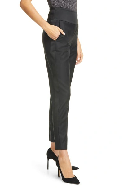 Shop Hugo Boss Tilunalyn Pintuck Side Stripe Wool Blend Trousers In Black