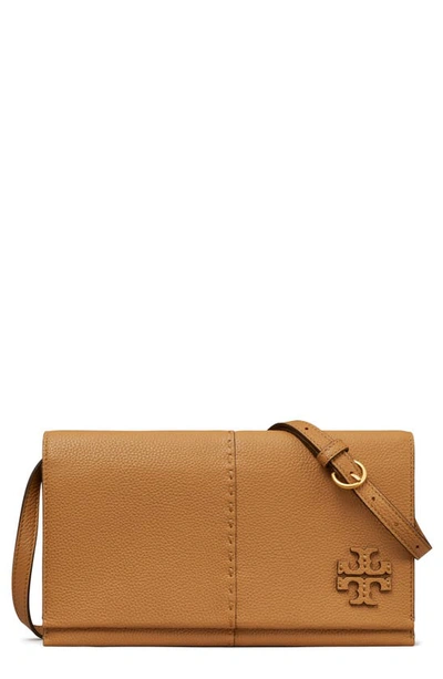 Shop Tory Burch Mcgraw Leather Crossbody Bag In Tiramisu