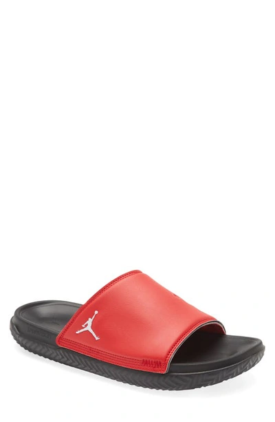 Shop Jordan Play Slide Sandal In Red/ Black/ White/ Gym Red