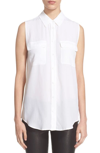 Shop Equipment 'slim Signature' Sleeveless Silk Shirt In Bright White