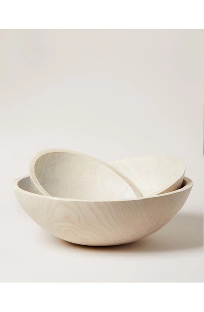 Shop Farmhouse Pottery 15-inch Crafted Wooden Bowl In White