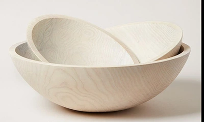 Farmhouse Pottery 15-inch Crafted Wooden Bowl In White