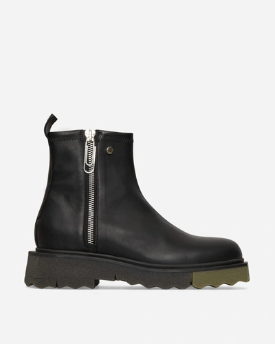 Shop Off-white Leather Sponge Zip Boots In Black