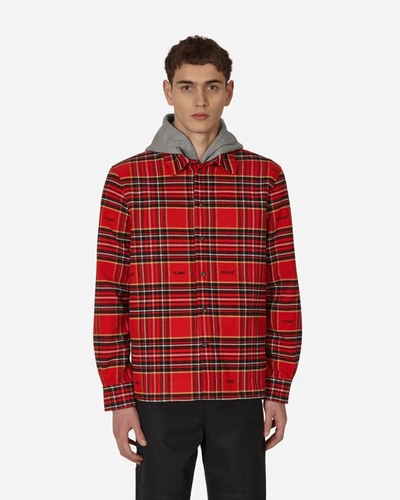 Off-White - Embellished Checked Cotton-Blend Flannel Shirt - Men - Red  Off-White