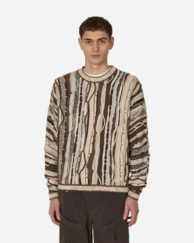 Shop Kapital 7g Knit Gaudy Crewneck Sweater In Brown