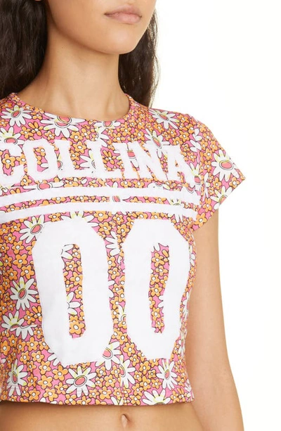 Shop Collina Strada Logo Floral Print Cotton T-shirt In Hi-liter Floral