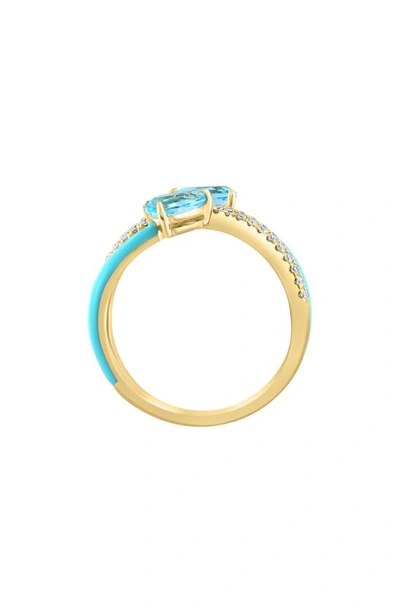 Shop Effy 14k Gold Pavé Diamond & Blue Topaz Ring