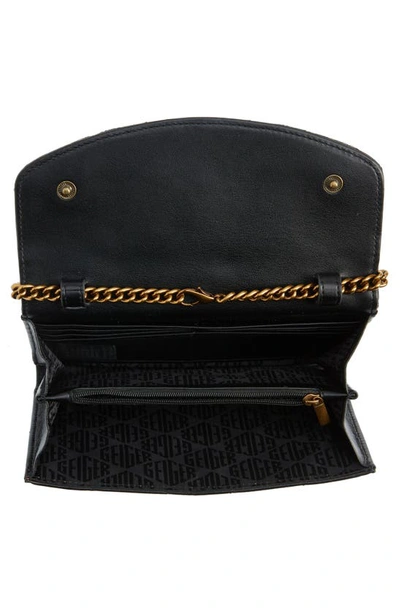 Shop Kurt Geiger Kensington Eye Quilted Leather Wallet On A Chain In Black