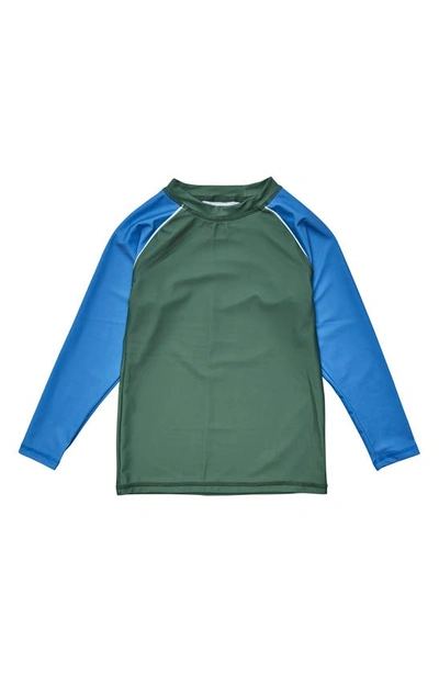 Shop Snapper Rock Kids' Colorblock Long Sleeve Rashguard Top In Blue